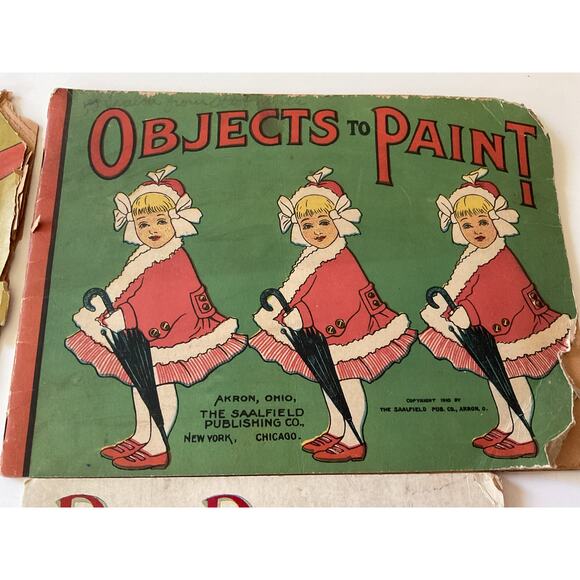 1910’s Antique Color Books & Drawing Book Bundle of 4 Rough Condition - Picture 3 of 14